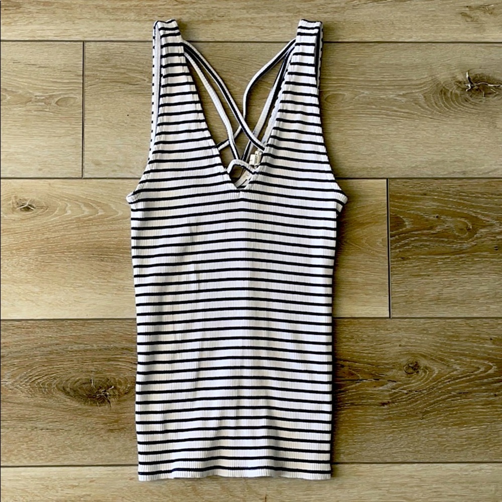 Express black and white striped tank top